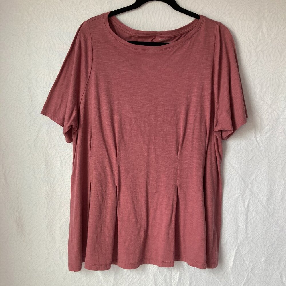 Lane Bryant Women's Merlot Crew Neck Pleated Swing Tee Size 18/20